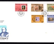 1990 Guernsey 150th Anniversary of the Penny Black Commemorative Stamps Official First Day Cover (FDC)