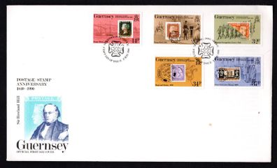 1990 Guernsey 150th Anniversary of the Penny Black Commemorative Stamps Official First Day Cover (FDC)