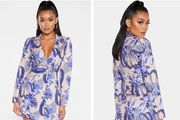 New Blazer dress blue nude size 14