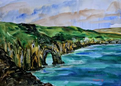 Antrim coast watercolour