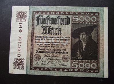 Germany. Reichsbanknote. 5000 Mark (2.12.1922)