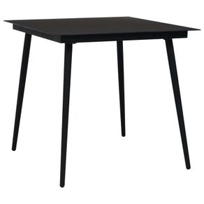 Garden Dining Table Black 80x80x74 cm Steel and Glass