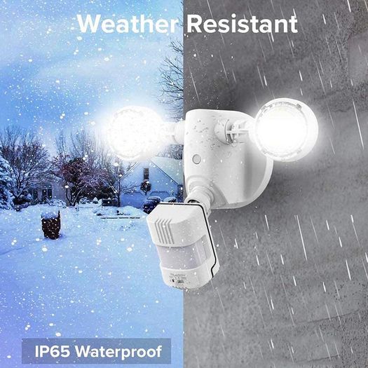 LED Security Motion Sensor Outdoor Flood Lights, 15W 2000lm, 5000K Daylight, Dusk to Dawn Waterproof Flood Light, Waterproof IP65, White