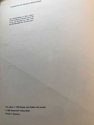 Vintage 'The Art of Henry Moore' Hardcover 1960