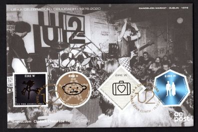 2020 Ireland U2 - A Celebration (featuring The Joshua Tree, Achtung Baby, All That you Can't & Leave Behind) Commemorative Stamp An Post First Day Cover (FDC)