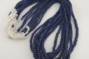Antique African Style Dark Blue 4-5.5mm Glass Beads Necklace Strand