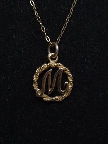 Vintage 9ct Gold Initial M Pendant Necklace