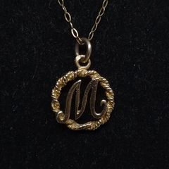 Vintage 9ct Gold Initial M Pendant Necklace