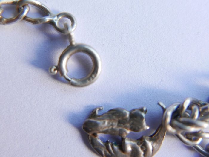 Vintage Sterling Silver 925 Charm Bracelet length 8" - 9,3g