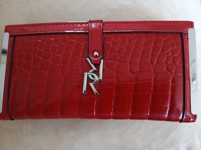 Red Faux Crocodile Skin Purse
