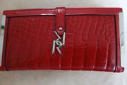 Red Faux Crocodile Skin Purse