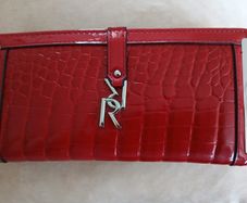 Red Faux Crocodile Skin Purse