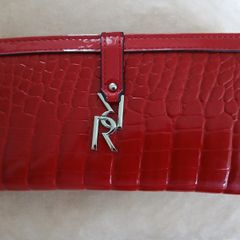 Red Faux Crocodile Skin Purse