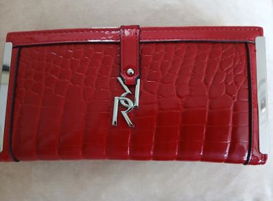 Red Faux Crocodile Skin Purse