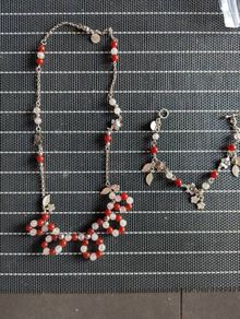 Necklace and bracelet stones silver set