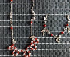 Necklace and bracelet stones silver set