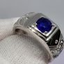 Sterling silver Premium Vietnamese Cobalt Blue Spinel & White Zircon Ring in Rhodium Overlay Sterling Silver 1.48 Ct. Image 6