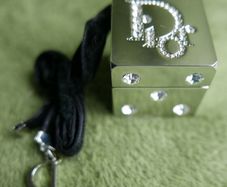 Christian Dior Play Swarovski Diamond Cube Lip Gloss Charm and CHRISTIAN DIOR Lucky Star makeup hand mirror compact brush