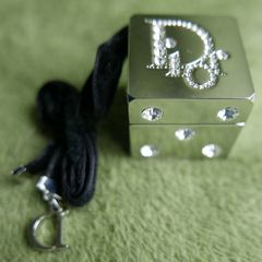 Christian Dior Play Swarovski Diamond Cube Lip Gloss Charm and CHRISTIAN DIOR Lucky Star makeup hand mirror compact brush