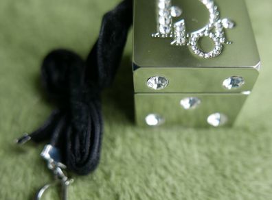 Christian Dior Play Swarovski Diamond Cube Lip Gloss Charm and CHRISTIAN DIOR Lucky Star makeup hand mirror compact brush