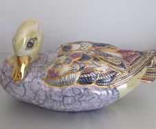Unique Handpainted Porcelain Duck with Gold & Lustre Glazes | Perfect Gift