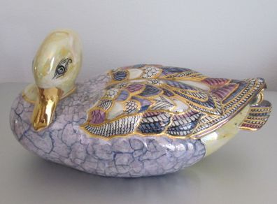 Unique Handpainted Porcelain Duck with Gold & Lustre Glazes | Perfect Gift