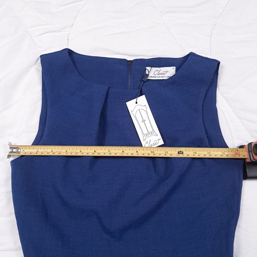 Closet London Navy Blue Belted Fit & Flare Skater Mini Dress 10UK/38EU