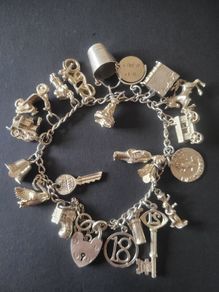 Vintage sterling silver padlock charm bracelet