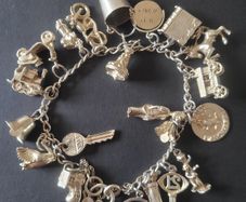 Vintage sterling silver padlock charm bracelet