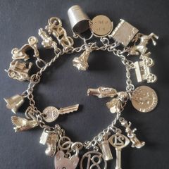 Vintage sterling silver padlock charm bracelet
