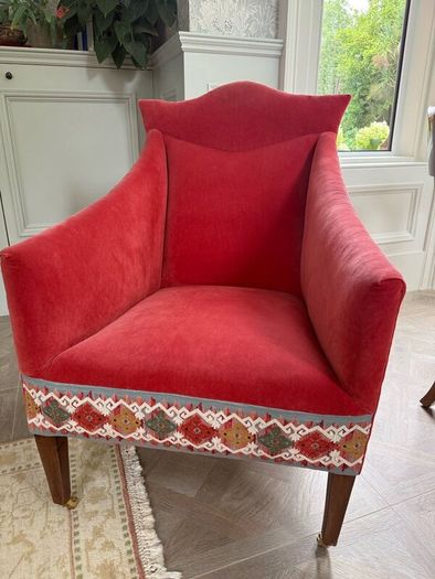 Restored vintage armchair in Colefax & fowler