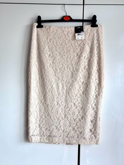 F&F Cream Lace Pencil Skirt UK 14 | Knee Length | New With Tags