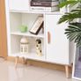 Sideboard Bookshelf Free Standing Bookcase Shelves Unit Display Storage Cabinet w/ Adjustable Shelves, Wooden Leg, Two Doors, White Image 4