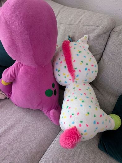 Barney large teddy and large beanie boo