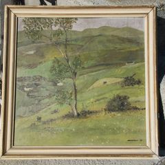 Vintage 1959 Oil Painting Landscape Signed
