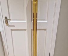 White wooden curtain pole