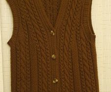 Size Medium - Hand Knitted Gilet - Aran Style - #