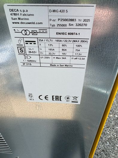 Deca DMig 200Amps with Torch Earth Single Phase welder.