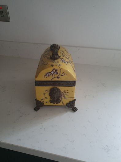 Antique Porcelain Jewelry or Trinket Casket