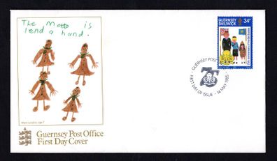1985 Guernsey 75th Anniversary of Girl Guide Movement Commemorative Stamps Guernsey Post First Day Cover (FDC)