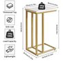 Set of 2 Small Side Table for Laptop, End Table for Sofa, Couch Table with Metal Frame for living Room, Bedroom, Balcony, White and Gold Metal Frame Image 3