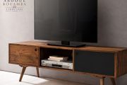 Solid Wood TV Cabinet 140 cm  Media Console with Open Shelf for Living Room