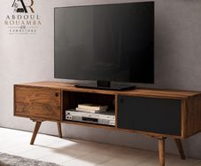 Solid Wood TV Cabinet 140 cm  Media Console with Open Shelf for Living Room