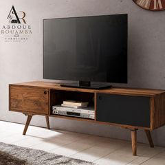 Solid Wood TV Cabinet 140 cm  Media Console with Open Shelf for Living Room