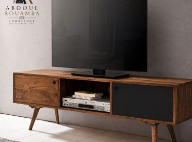 Solid Wood TV Cabinet 140 cm  Media Console with Open Shelf for Living Room