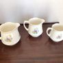 Vintage Edwardian Lady in flower garden set of three graduating  water jugs Image 5