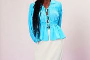 Whistles Off White Skirt &amp; Silk Blue Top