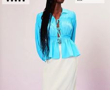 Whistles Off White Skirt & Silk Blue Top