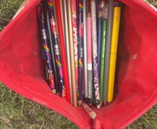 childrens paints and colouring pencils
