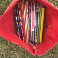 childrens paints and colouring pencils